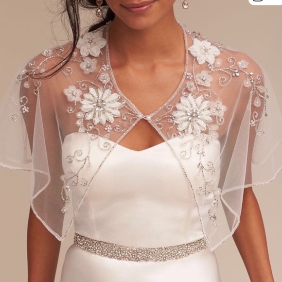 BHLDN Tops - BHLDN Floral Embroidered Sheer Cape